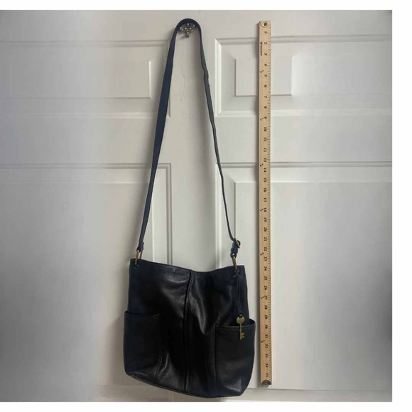 Fossil Crossbody Hobo Messenger Bag - Black Leather - Picture 3 of 14